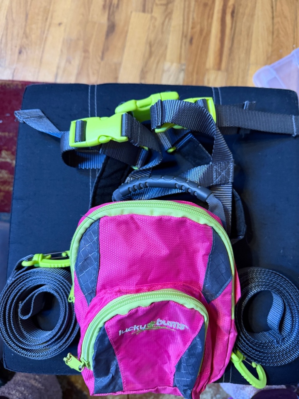 Kids Bright Pink and Lime Mini Backpack Harness - Unbranded